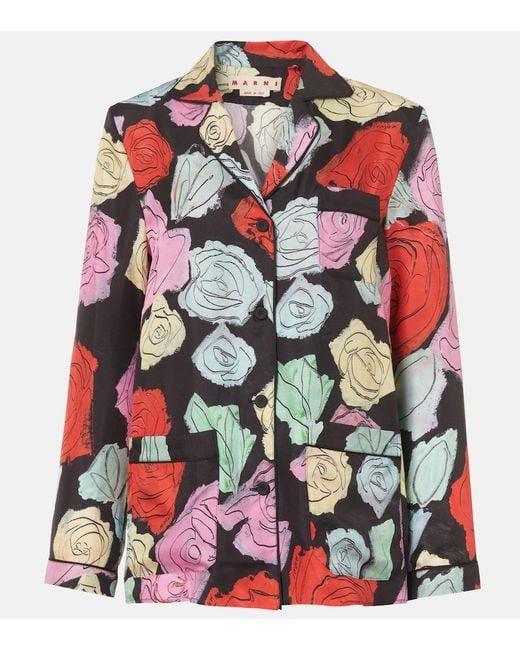 Marni Red Shirt With Floral Motif
