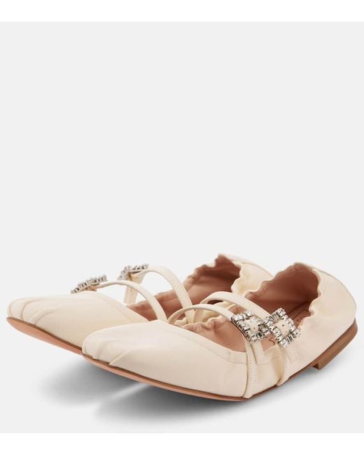 Roger Vivier Pink Verzierte Ballerinas Aus Leder