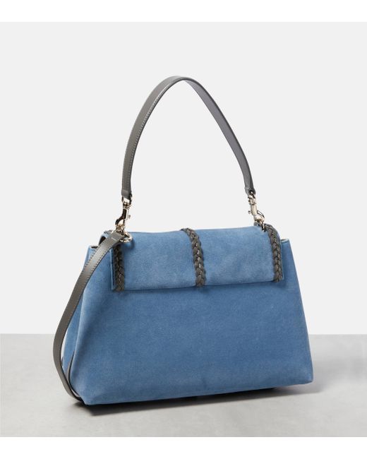 Chloé Blue Penelope Medium Suede Shoulder Bag