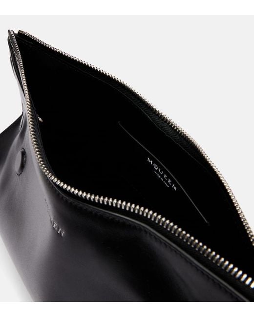 Alexander McQueen Black Manta Small Leather Clutch