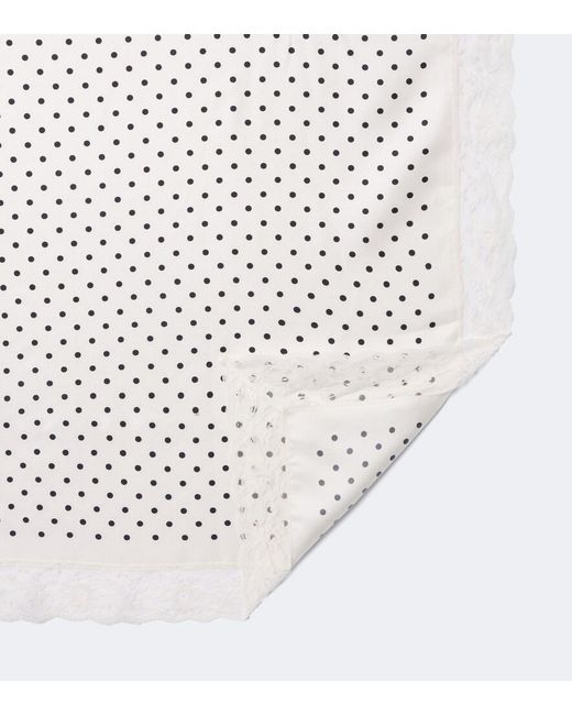 Posse White Junia Polka-Dot Lace-Trimmed Silk Scarf