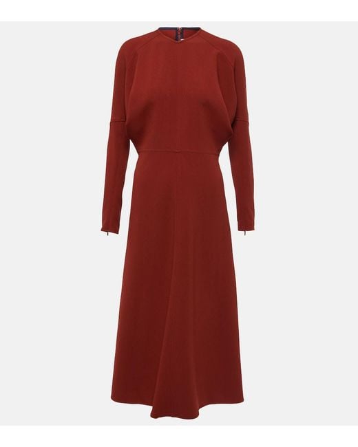 Victoria Beckham Red Dolman Cady Midi Dress