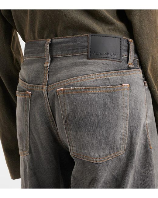 Acne Gray 2006F Distressed Low-Rise Wide-Leg Jeans