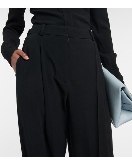 Victoria Beckham Blue Pleated Wide-Leg Pants