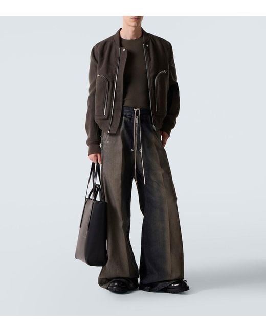 Rick Owens Black Virgin Wool Bomber Jacket for men