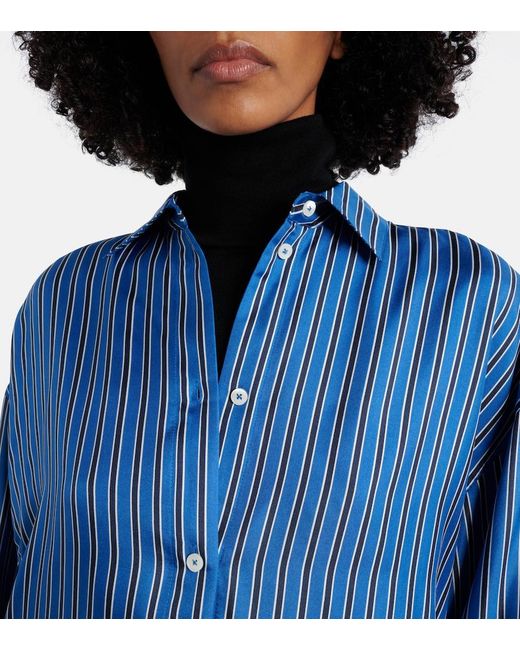 Totême Blue Striped Oversized Silk Shirt