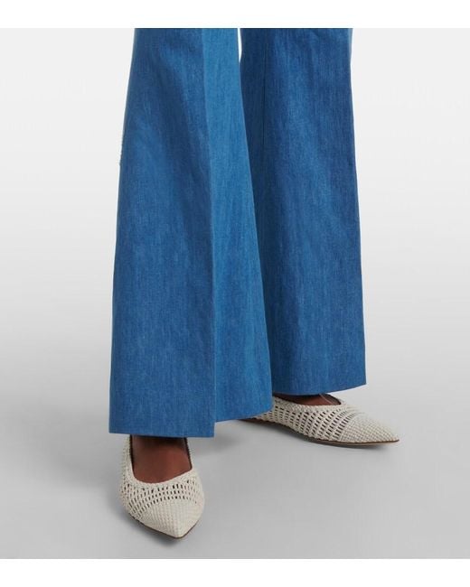 Gabriela Hearst Blue Marsh Cotton And Linen Flared Pants