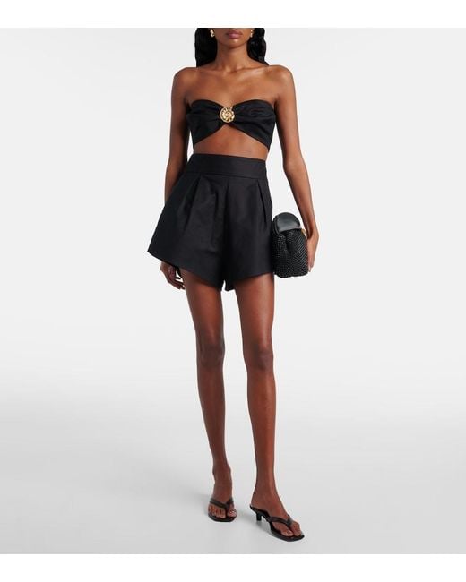 Adriana Degreas Black High-Rise Cotton-Blend Shorts