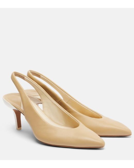 Chloé Natural Suzie Leather Slingback Pumps