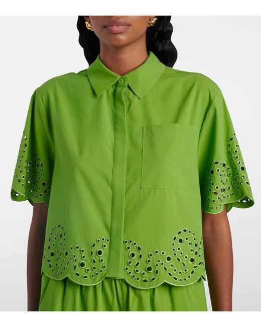 Jonathan Simkhai Green Keyla Broderie Anglaise Top