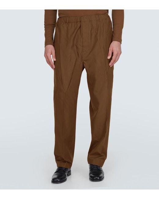 Lemaire Brown Silk Straight Pants for men