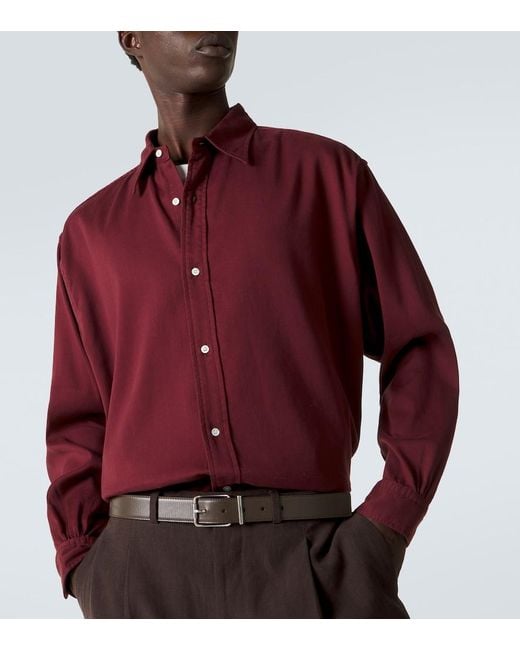 A.PRESSE Purple Cotton Twill Shirt for men