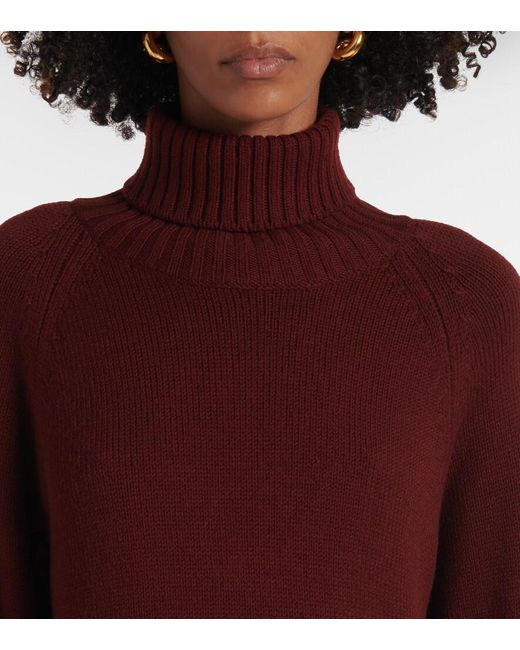 Max Mara Red Trudy Virgin Wool Turtleneck Minidress