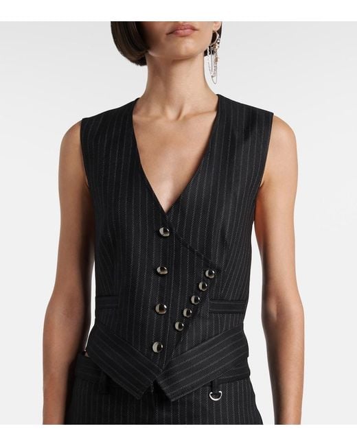 Isabel Marant Black Nicky Pinstripe Wool-Blend Vest