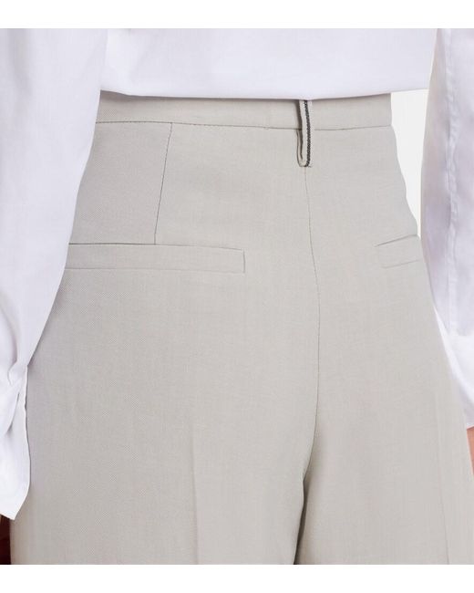 Brunello Cucinelli Gray Monili Wide-Leg Pants