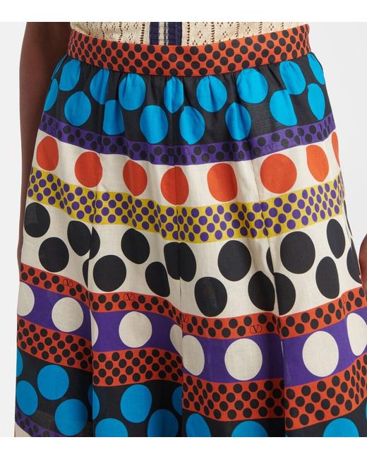 Valentino Blue Printed Cotton Midi Skirt