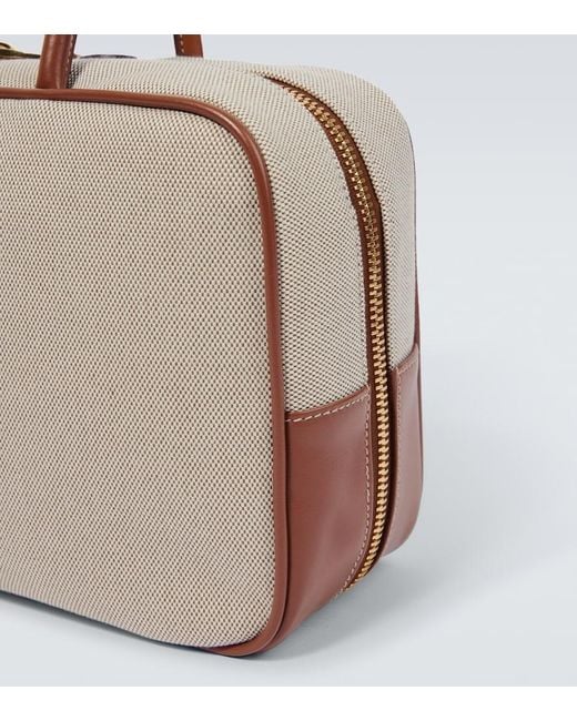 Miu Miu Natural Logo Leather-Trimmed Canvas Tote Bag for men