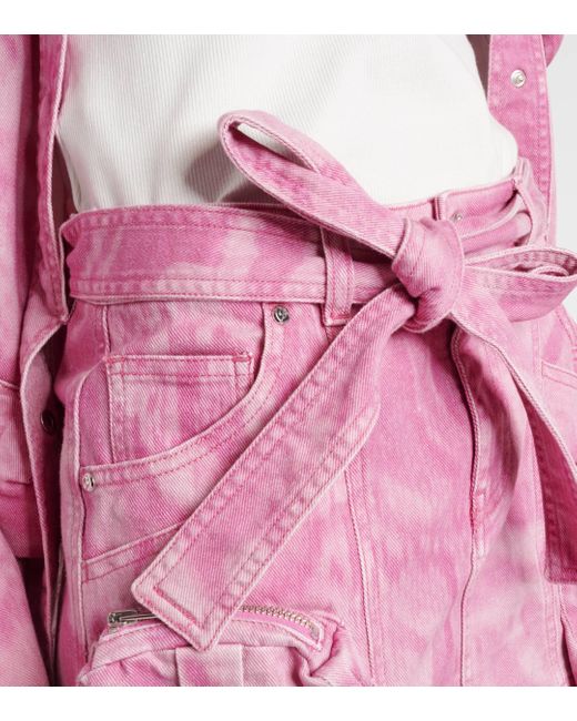Blumarine Pink Camouflage Denim Cargo Miniskirt