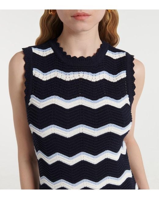 Veronica Beard Blue Templeton Chevron Cotton-Blend Minidress