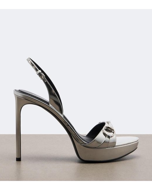 Gucci Donna Metallic Leather Platform Sandals
