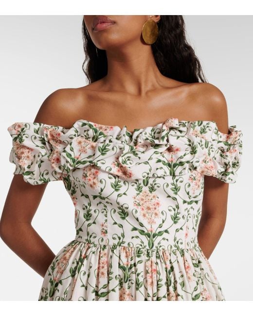 Agua Bendita Metallic Espliego Cotton Floral Maxi Dress