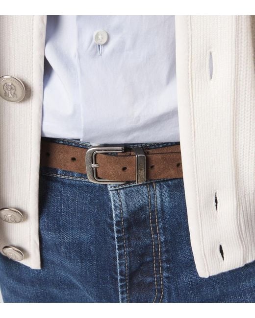 Brunello Cucinelli Brown Suede Belt for men