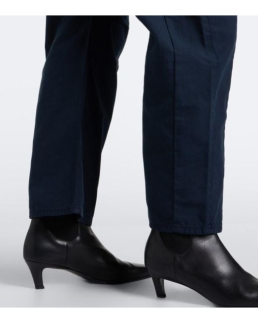 Veronica Beard Blue Sloan Cotton Barrel-Leg Pants