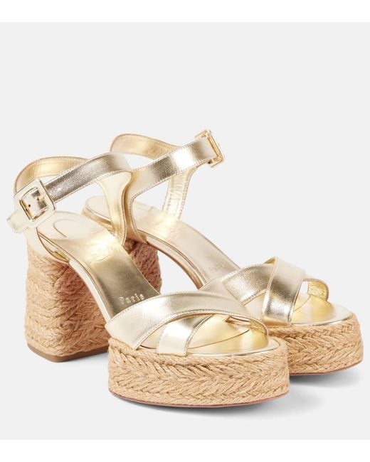 Christian Louboutin Calakala 85 Metallic Leather Platform Sandals