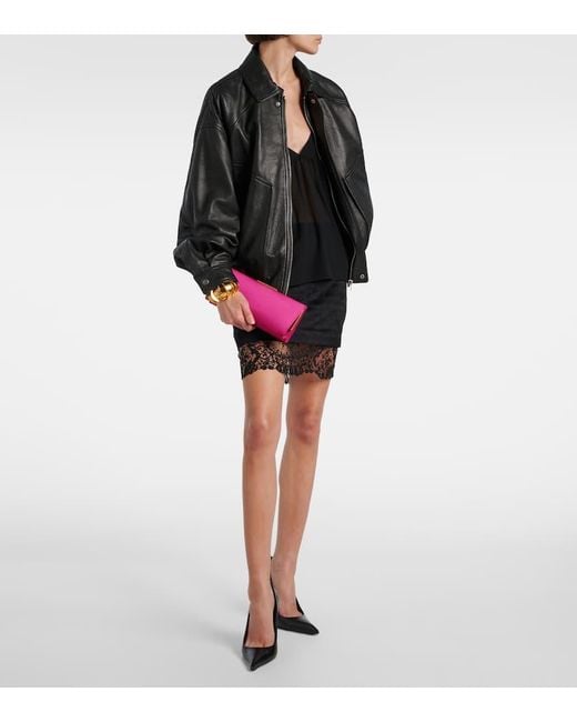 Clutch Midnight Small De Saten Saint Laurent de color Red