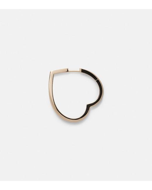 Repossi White Antifer Heart Large 18Kt Rose Single Hoop Earring With Diamonds