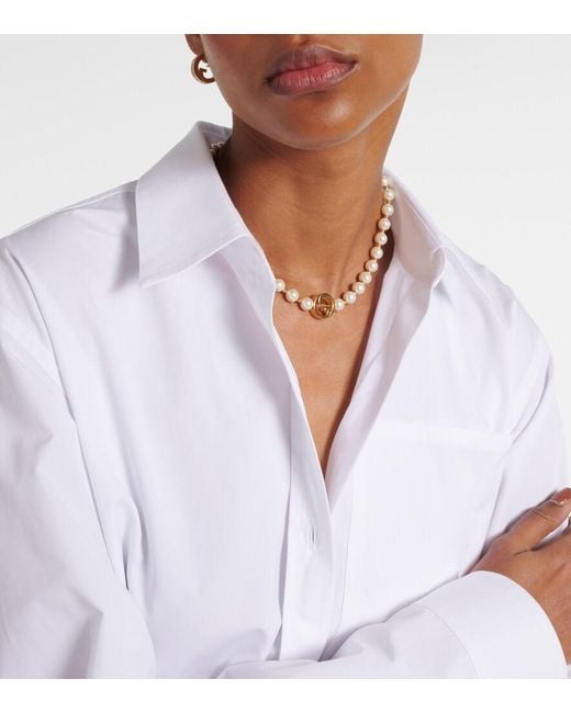 Gucci White Interlocking G Pearl Necklace