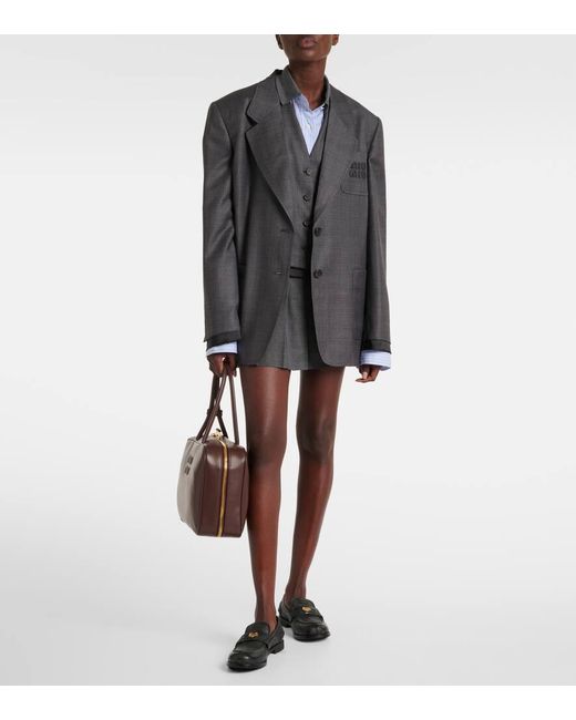 Miu Miu Gray Blazer Aus Schurwolle