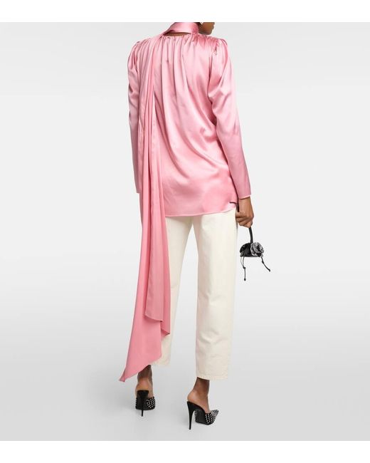 Magda Butrym Pink Draped Silk-blend Blouse