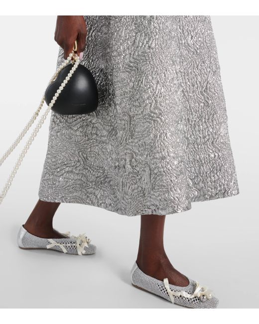 Simone Rocha Gray Puff-sleeve Cloque Midi Dress