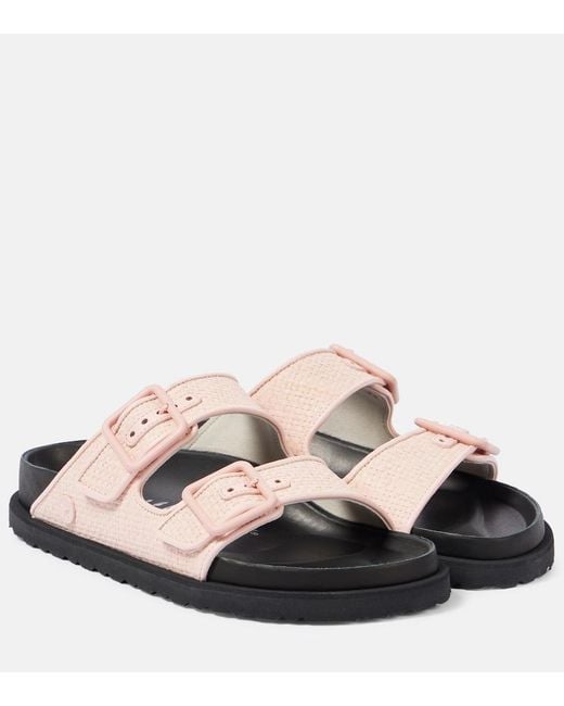 Birkenstock Pink Arizona Luxe Raffia Sandals