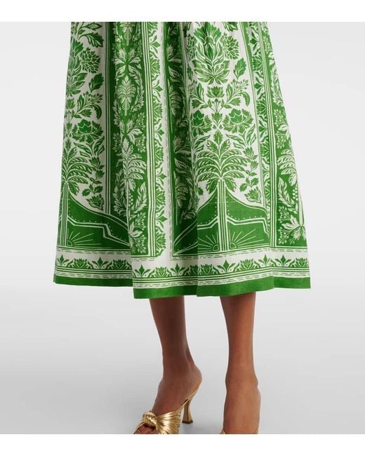 Farm Rio Green Bedrucktes Maxikleid Aus Baumwolle