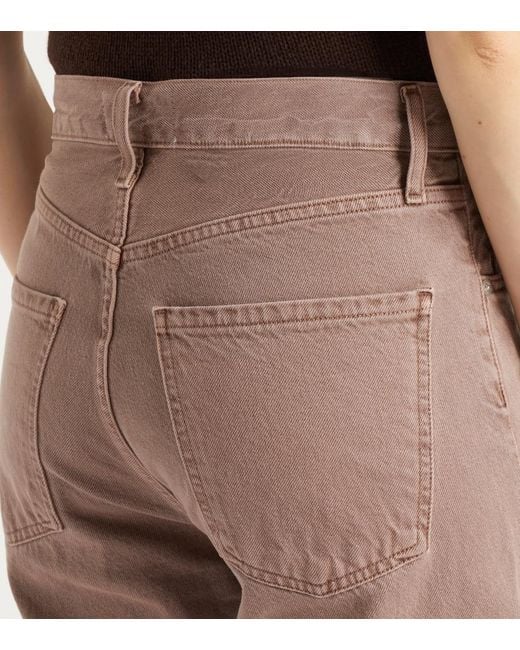Agolde Brown Ren Crop High-Rise Wide-Leg Jeans
