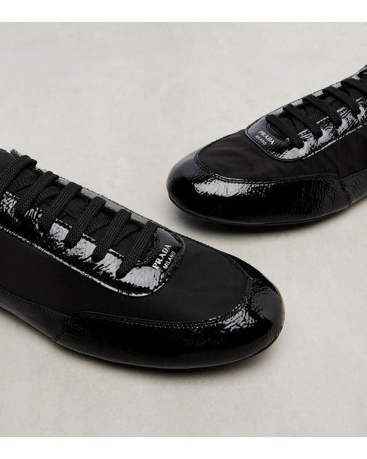 Prada Black Collapse Re-Nylon And Leather Sneakers