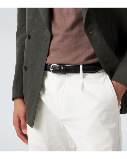 Eleventy Black Leather Belt for men