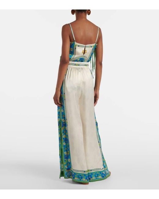 ALÉMAIS Blue Vivianna Printed High-Rise Wide-Leg Pants