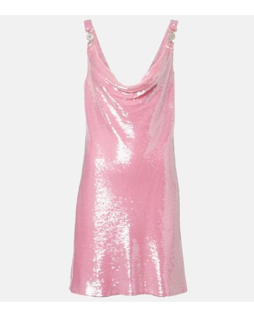 Versace Pink Medusa '95 Sequined Silk Slip Dress