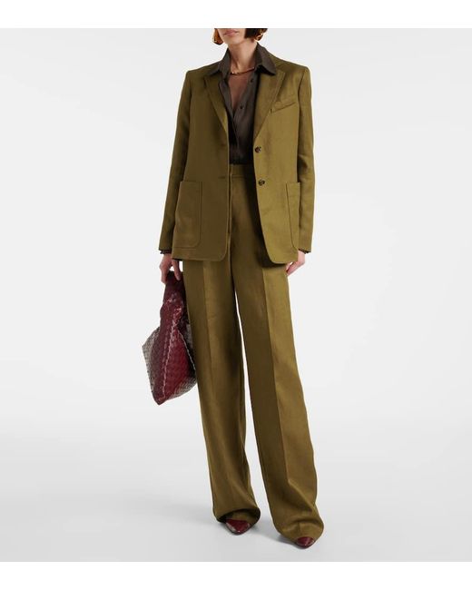 Max Mara Green Blazer Guglia Aus Leinen