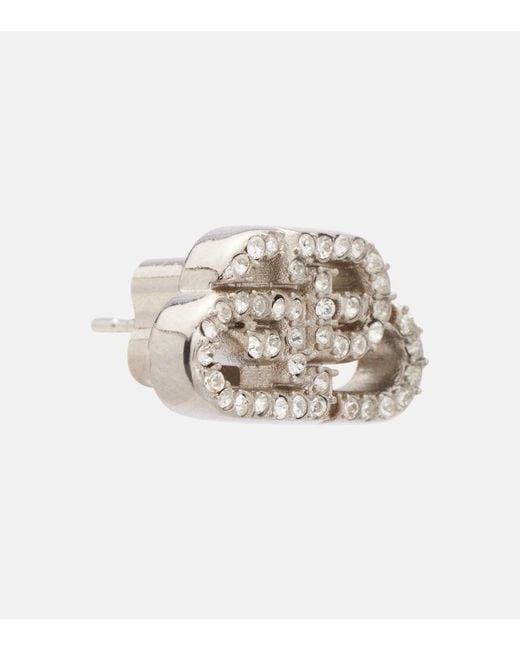 Balenciaga White Bb Embellished Earrings