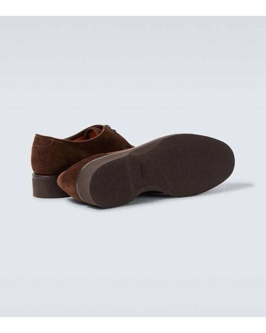 John Lobb Brown Ted Suede Derby Shoes for men
