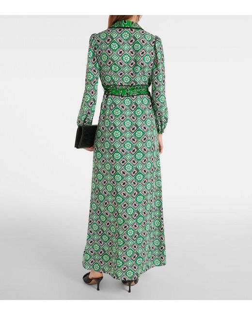 Diane von Furstenberg Green Joshua Printed Maxi Dress