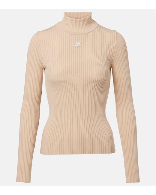 Courreges Natural Pullover Reedition Aus Rippstrick