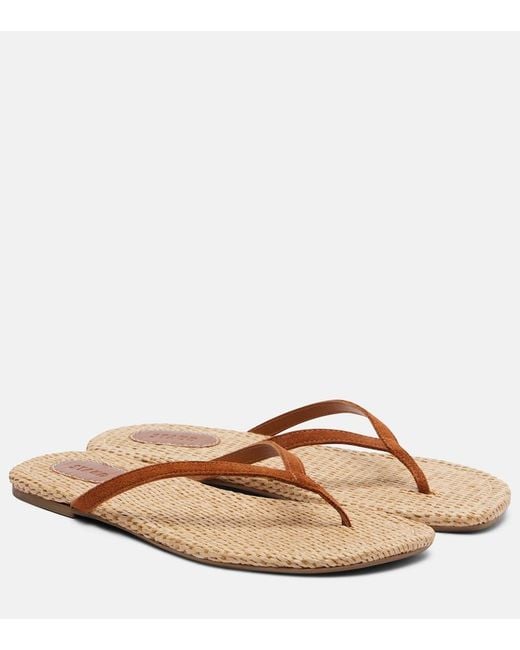 Staud Brown Freja Suede Thong Sandals