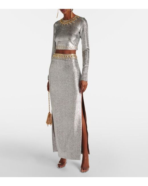 Rabanne Gray Embellished Maxi Skirt