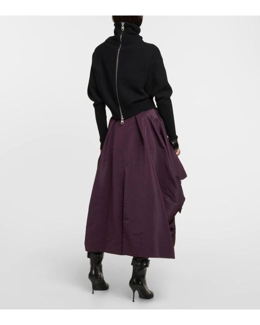 Alexander McQueen Purple Draped Faille Midi Skirt