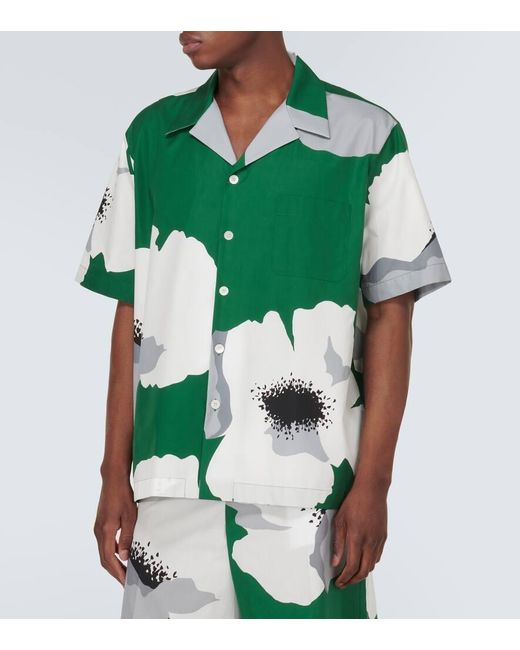 Camisa bowling de popelin de algodon floral Valentino de hombre de color Green